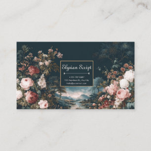 Carte De Visite Fleur romantique sombre et paysage de rivière vint
