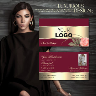 Carte De Visite Fleur Rose de décoration or de Bourgogne avec logo