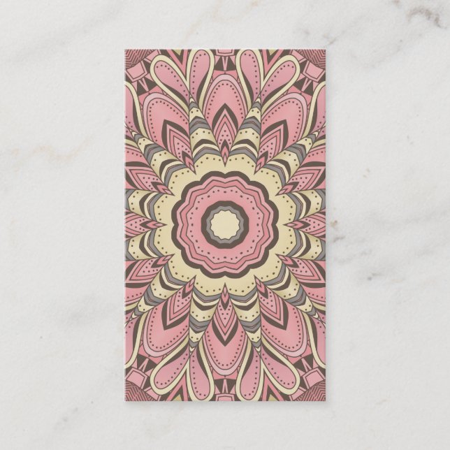 Carte De Visite Fleur rose de l'amour - mandala (Devant)