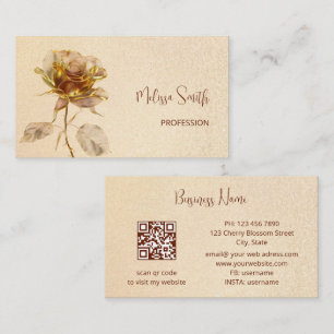 Carte De Visite Fleur Rose or Ethereal