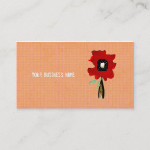 Carte de visite fleur rouge orange
