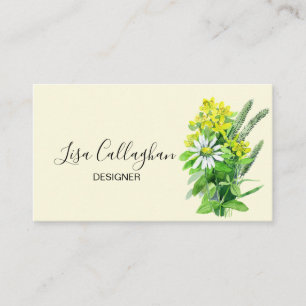 Carte De Visite Fleur sauvage blanc et jaune