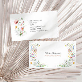 Carte de visite Fleur sauvage Boho Watercolor
