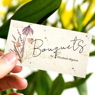 Carte De Visite Fleur Sauvage Dorée Bohème