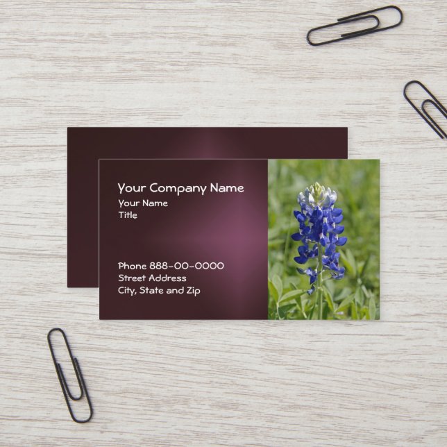 Carte de visite Fleur sauvage du Texas Bluebonnet (Devant/Arrière en situation)