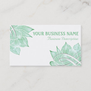 Carte De Visite Fleur verte artistique de Lotus sur le blanc