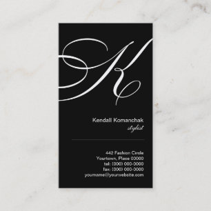 Carte de visite fleuri du monogramme K de