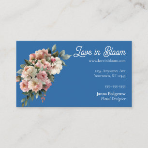 Carte De Visite Fleuriste Bouquet Rose et Blanc