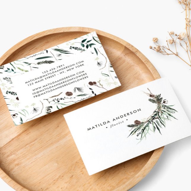 Carte De Visite Fleuriste d'aquarelle Muted élégant (Créateur téléchargé)