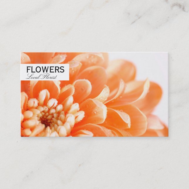 Carte De Visite Fleuriste | Elegant Orange (ramassage/livraison) (Devant)