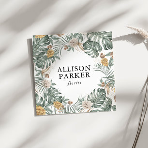 Carte de visite fleuriste Feuille vert