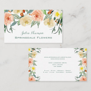 Carte De Visite Fleuriste, Fleurs Aquarelles Lumineuses