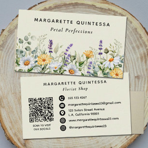 Carte De Visite Fleuriste Fleurs Sauvages Aquarelle Florale Rustiq