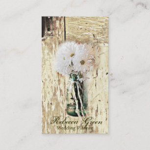 Carte De Visite fleuriste moderne en bois de grange blanc marais