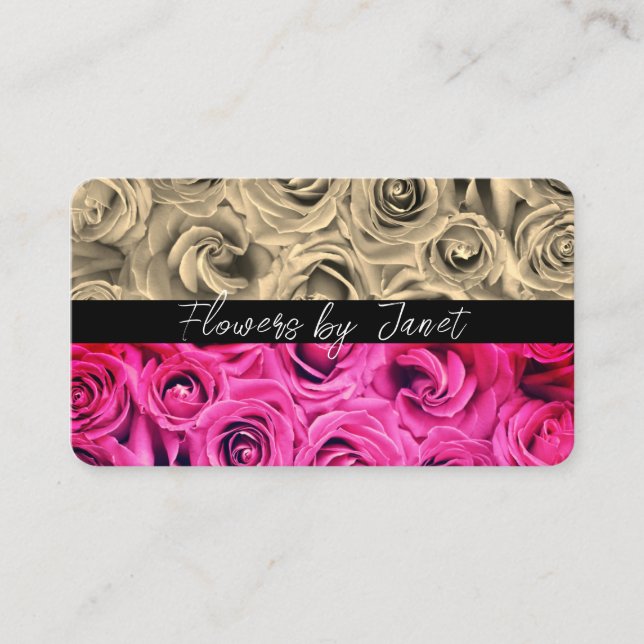 Carte De Visite Fleuriste Petite entreprise Fleurs Roses Florales (Devant)