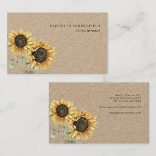 Carte De Visite Fleuriste professionnel Eucalyptus Tournesol éléga