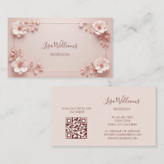 Carte De Visite Fleurs 3D Rose Pâle