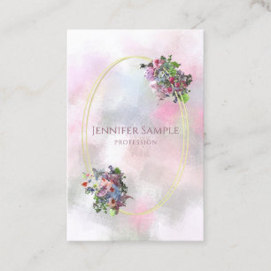 Carte De Visite Fleurs Aquarelle Tendances Cadre Or Professionnel