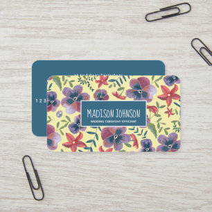 Carte De Visite Fleurs aquarelles jaunes bohèmes