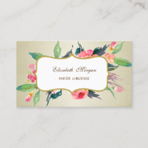 Carte De Visite Fleurs Aquarelles Luxueuses et Sophistiquées Moder