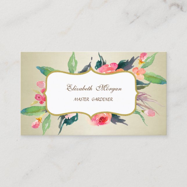 Carte De Visite Fleurs Aquarelles Modernes De Luxe Sophistiquées (Devant)