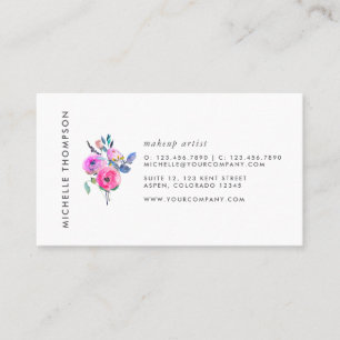 Carte De Visite Fleurs aquarelles rose vif