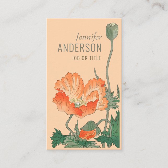Carte De Visite Fleurs Beauté Orange poppy CC0697 Ohara Koson (Devant)