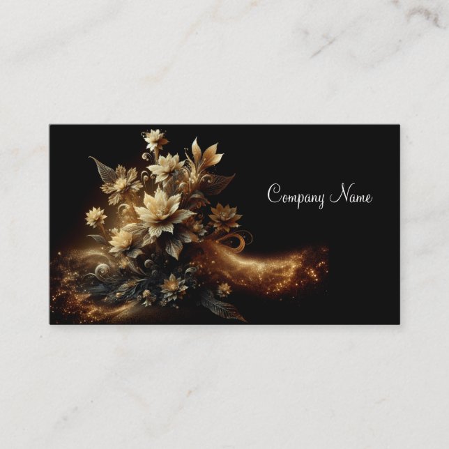 Carte De Visite Fleurs blanches avec Parties scintillant or (Devant)