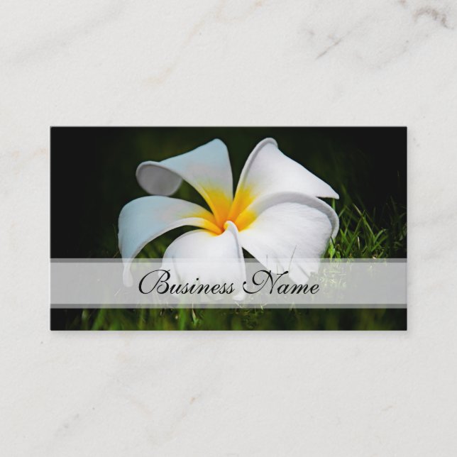 Carte De Visite Fleurs blanches d'Hawaï de Frangipani de Plumeria (Devant)