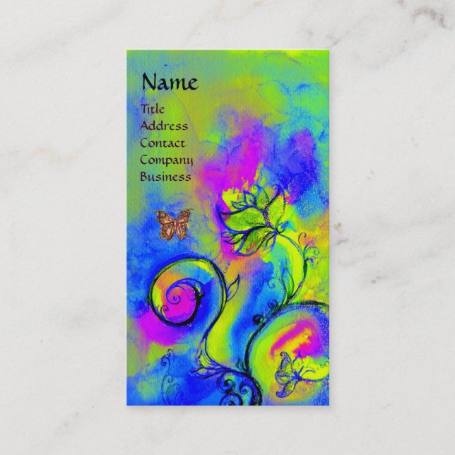 CARTE DE VISITE FLEURS BLANCHES ET BOUTEILLE D'OR (Devant)