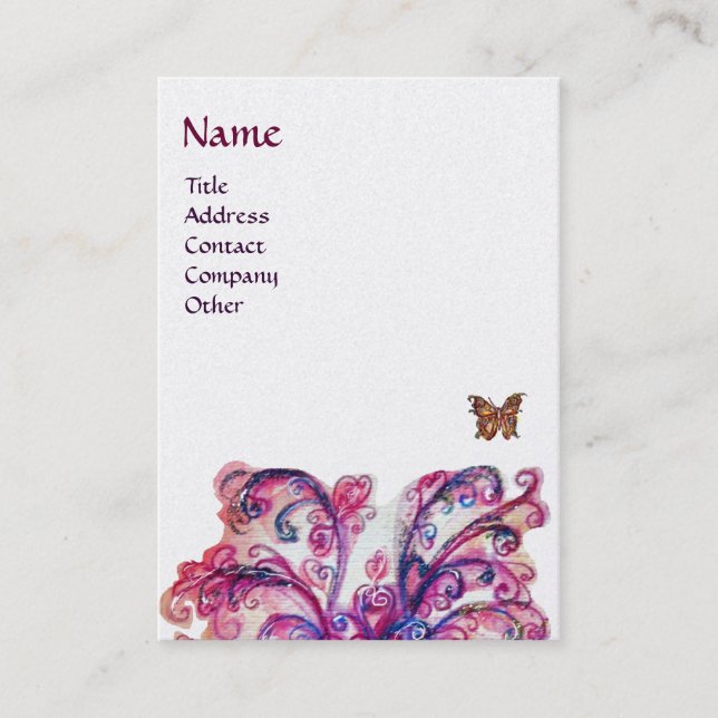 Carte De Visite FLEURS BLANCHES rouge vif perle violet rose vif (Devant)