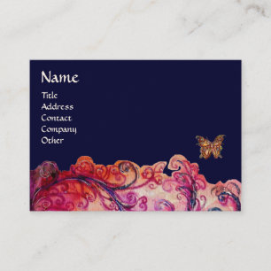 Carte De Visite FLEURS BLANCHES rouge vif, rose violet bleu
