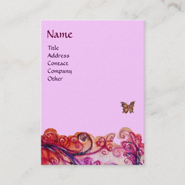 Carte De Visite FLEURS BLANCHES rouge vif, violet rose (Devant)