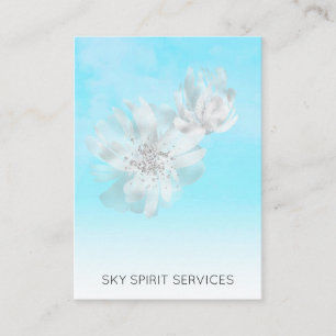 Carte De Visite *~* Fleurs bleu ciel QR Parties scintillant Shimme