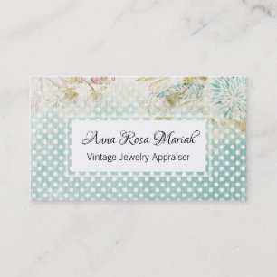 Carte De Visite Fleurs bleues vintages florales de point de polka