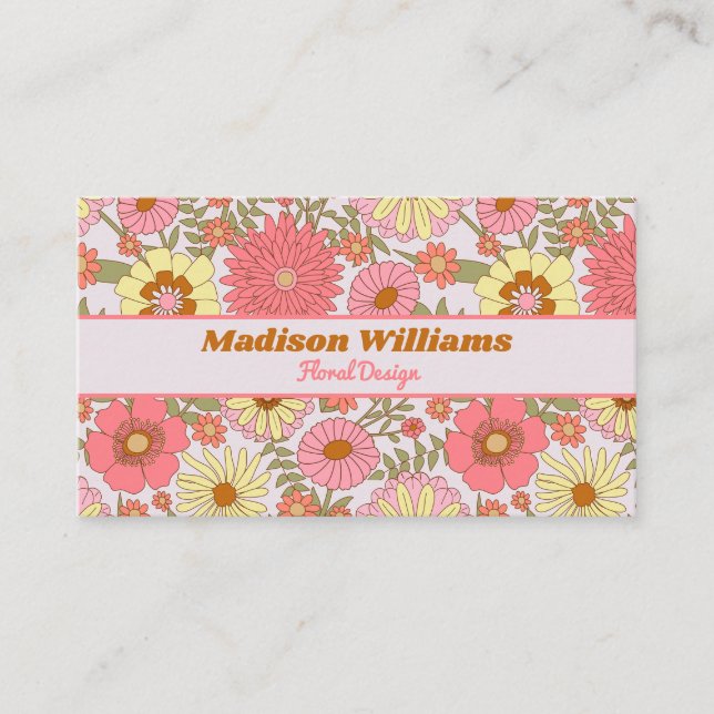 Carte De Visite Fleurs botaniques roses modernes Motif floral (Devant)