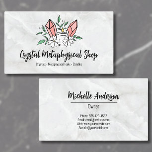 Carte De Visite Fleurs Bougie Cristal Magasin Métaphysique