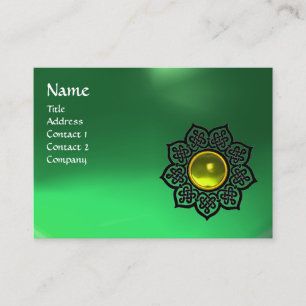 Carte De Visite FLEURS CELTIQUES JAUNE GEM MONOGRAM Emerald Green
