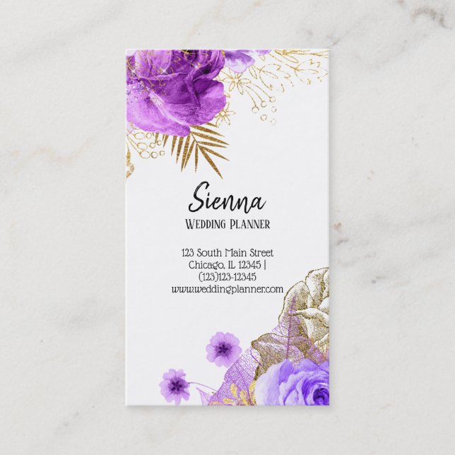 Carte De Visite Fleurs Chic Glam Modernes (Devant)