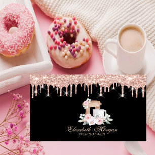 Carte De Visite Fleurs Chic Mixer Rose Gold Drips Boulangerie