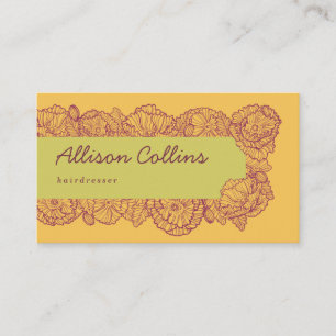 Carte De Visite Fleurs colorées à main jaune