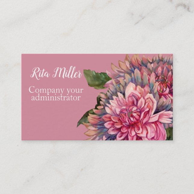 Carte De Visite Fleurs Dahlia roses (Devant)