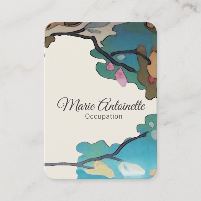 Carte De Visite Fleurs dans les aquarelles PAPIER et les OPTIONS (Devant)