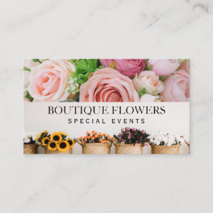 Carte De Visite Fleurs dans les pots Beau Rose