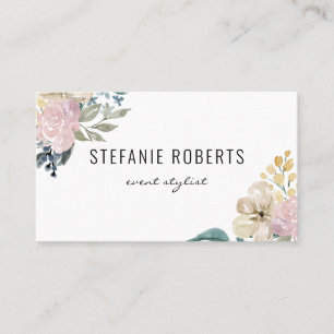 Carte De Visite Fleurs d'aquarelle rose et jaune délicieuses