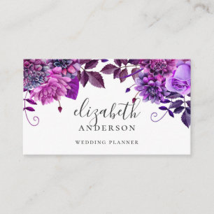 Carte De Visite Fleurs d'aquarelle violet. Violet botanique floral