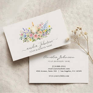 Carte De Visite Fleurs de bougie à l'aquarelle artisanale écriture