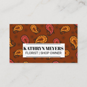 Carte De Visite Fleurs de Boutique Motif Fleur de Paisley