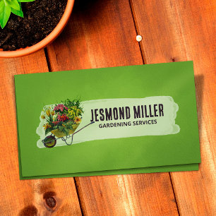 Carte De Visite Fleurs de brouette - Services de jardinage Art