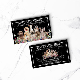 Carte De Visite Fleurs de cadre de pattes de chien